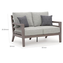 Benzara Karo 55 Inch Outdoor Loveseat Cushioned Seating Gray Brown