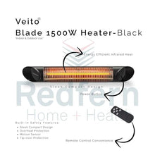 Veito Blade Infrared Heater, Black, 1500W
