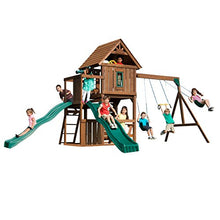 Swing-N-Slide Mont Eagle Play Set with Swings, Slides, Rock Wall, Picnic Table Green
