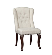 Best Quality Furniture Beige Linen Look Upholstered Dining Set Cappuccino
