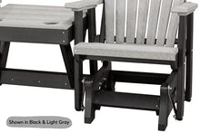 DutchCrafters Slat Fan Back Double Poly Adirondack Glider Outdoor Patio Chairs Black & Weatherwood