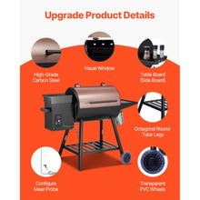 Wood Pellet Smoker Grill, BBQ Electric Grill with Digital Temperature Control & Hopper, Outdoor Smoking Grill with Side Shelf & Wheels for Backyard Patio Camping Tailgating