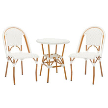 SAFAVIEH Outdoor - California 3 Piece Bistro Set - White Faux Wicker & Aluminum Frame - Coastal Design - Ideal for Patio, Deck, Sunroom, Dining Area (PAT9505C-KIT2)