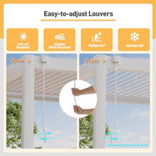 COSIEST 10'×13' Louvered Aluminum Pergola with Adjustable Roof & Curtains White