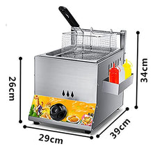 EliteBloom Commercial Gas Fryer,Stainless Steel Fat Fryer,with Basket and Lid,Freestanding Temperature Control,for Restaurant Home Fries Chip,6L+6L,6L