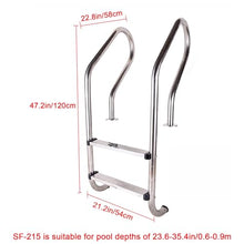 Stainless Steel Swim Ladders, 2/3-Step In-Ground Non-Slide Step for Indoor/Outdoor Pool, 250/440lbs Load Capacity,Easy Assembly (Silver 1.5mm)