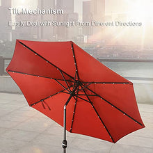 2.7M Garden Parasol with Solar-Powered LED Lights, Outdoor Sun Shade with Crank and Tilt Mechanism, UV Protection and Fade Resistance, Patio Umbrella with 8 Sturdy Ribs