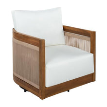 Christopher Knight Home Ayla Outdoor Acacia Wood Swivel Accent Chairs Set of 4, 360° Rotating Lounge Chair Outdoor with Cushions, Outdoor Swivel Chairs with Curved Tub Design, Natural + Beige