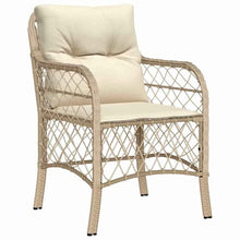 FUDUGEHMIOFWFJJ Modern 7-Piece Outdoor Dining Set with Cushions, Beige Poly Rattan Patio Furniture Set with Tempered Glass Table for Garden, Backyard, Balcony