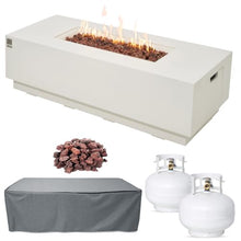 AMS 66" Rectangular Concrete Propane Gas Fire Pit Table only (Cream White)
