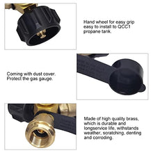 ngddf2haa Propane Tank Y Splitter Adapter 2 Way LP Gas Tee Connector QCC1 Tank T Adapter with Gauge for 5-100lb BBQ Grills Camping Stoves