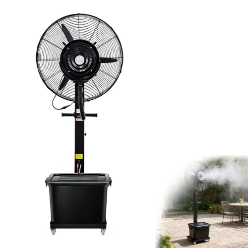 Wrhnkf Commercial Indoor Outdoor Mist Fan with 42L/11Gal Water Tank, High Velocity Industrial Misting Fan, 60° Oscillation & 3 Speed Setting, for Cooling Patio, Barn, Greenhouse(75cm/29.5in)