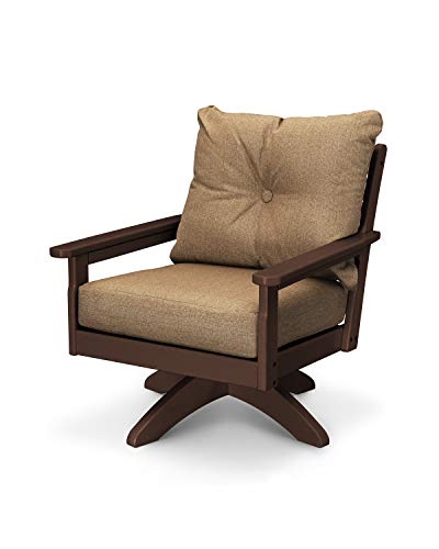 POLYWOOD® Vineyard Deep Seating Swivel Chair in Mahogany/Sesame