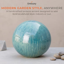 Emissary Handcrafted Ceramic Gazing Ball White Glaze Outdoor Indoor Garden Patio Landscape Yard Planter Decor (Aruba Blue, 20)
