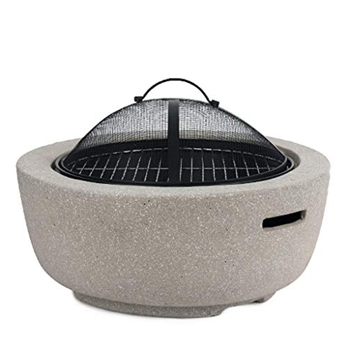 Fire pits Outdoor Fire Pit - Large Bonfire Wood Burning Patio & Backyard Firepit for Outside with Spark Screen, Poker, and Round Fireplace Cover Fire Pit