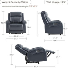 UOPYNE Power Wall Hugger Recliner Chair with USB & Type-C Ports