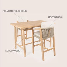 JONATHAN Y Porto Modern Coastal 3-Piece Acacia Wood Outdoor Bar Set with Cushions Beige/Light Teak