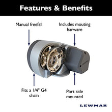 Lewmar Pro Sport 550 12V Windlass for 1/4" G4 Chain, Manual Freefall, Maximum Pull 550 lbs., Port Side Mounted for Boats 20'-30'