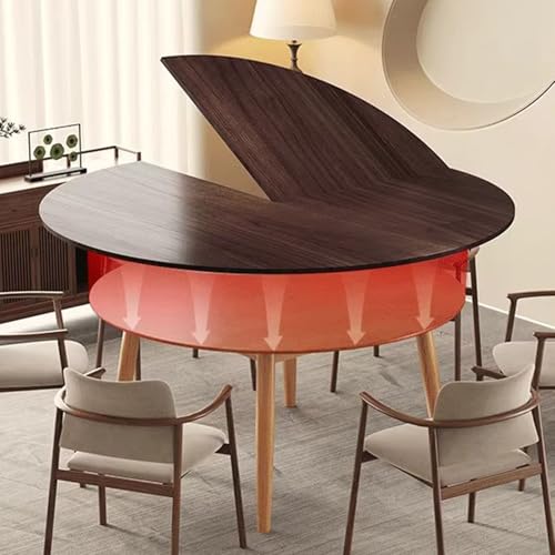 Innovz Wooden Circle Table Tops Only, Fold-in-Quarter Banquet Table No Legs, Home or Commercial Decor Round Desk Top Walnut Color, Foldable and Space Saving(160cm(63inch))