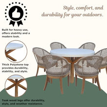 IC INTERNATIONAL CONCEPTS Outdoor 7 Piece Teak Patio Furniture Set with a Round Table and 6 Chairs