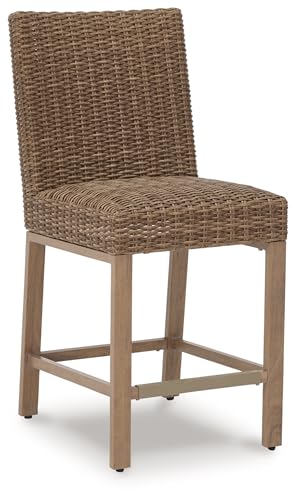 Signature Design by Ashley Walton Bridge Armless Cushioned Bar Stool Set of 2 Light Brown