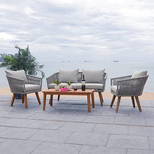 Safavieh Outdoor Velso Rope 4-Piece Patio Set with Cushions Grey/Grey
