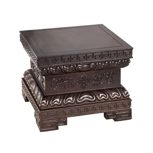 LUYOUBOZHU Vase Stand Square Ebony Bonsai Tall Base with Carving, Home Vase Fishbowl Display Stand(Large)
