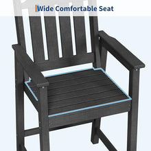 GarveeLife Outdoor Patio Bar Stools Set of 4 – 27.7" Counter Height Bar Chairs with Arms & Back, All-Weather HDPE Wood Grain Patio Dining Chairs for Backyard, Balcony, Deck, Garden (Dark Grey)