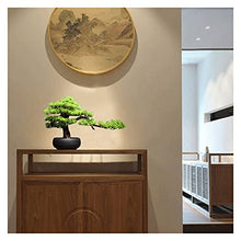 Fake Plants Artificial Welcome Pine Bonsai,13 Inch Zen Micro Landscape Ornament，Fake Trees for Conference Room Exhibition Hall Rack（with Cleaning Brush） Bonsai Tree