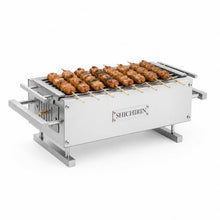 SHICHIRIN Yakitori Charcoal Grill, Stainless Steel Tabletop Hibachi BBQ Grill with Refractory Brick, Portable Indoor Outdoor BBQ Grill for Home, Patio, Camping, Restaurant, 23 x 9.5 x 8.3 Inch