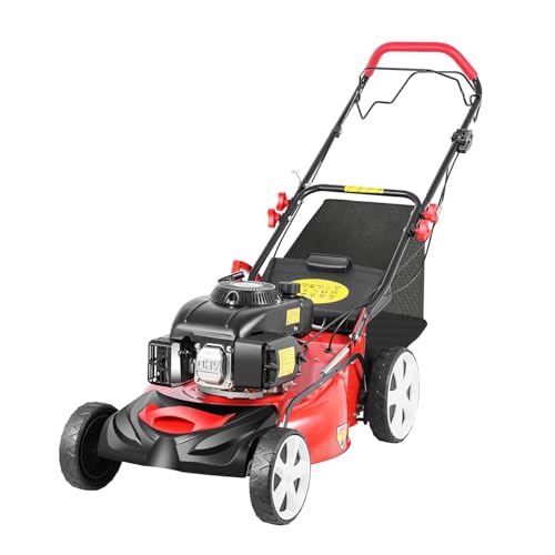 20In 6HP Gas Lawn Mower Self Propelled, 140cc 4-Stroke Gas Push Mower, with 1.6L Fuel Tank, 8 Adjustable Heights, Ideal for Small to Medium Sized Gardens
