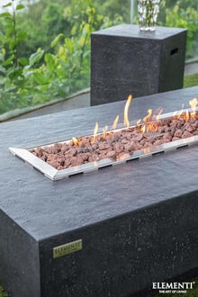 Elementi Hampton Gas Fire Pit Bundle Concrete Fire Table, Outdoor Fire Pit Electronic Ignition | Canvas Cover, Lava Rock Included | Free AMS Wind Guardt | Dark Gray (Propane Gas)