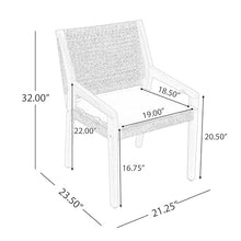 Merax MP2 6-Pack Outdoor Dining Chairs, Acacia Wood & Wicker with Cream Cushion, Teak Finish Brown Patio Dining Chairs for Large Gatherings