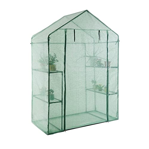 Outdoor Portable Greenhouse Mini Walk-in 4 Shelves Flower Rack Garden Patio Plant Cover with Frame