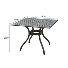 Christopher Knight Home Cayman Cast Aluminum Square Table, Black Sand Dimensions: 39.50”L x 39.50”W x 29.50”H