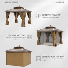 YITAHOME 10x10ft Hardtop Gazebo with Nettings and Curtains Aluminum Frame