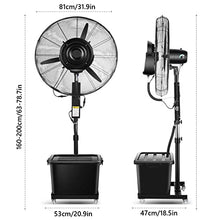 OREKPOT Misting Fan with Oscillation, Adjustable Height, Large Water Tank, and Multiple Power Settings for Outdoor Cooling