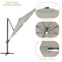 OROTLECT 132.3'' Lighted Cantilever Umbrella with Crank Lift Base Included