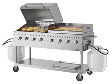 60 in. 8-Burner Commercial Outdoor Propane Gas Grill with 30 in. Roll Dome Cover and 30 in. Griddle in Stainless-Steel, ETL Listed (CGKIT6-D30G30)