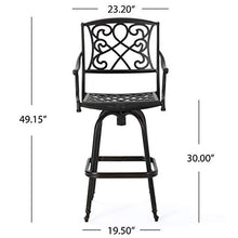 Christopher Knight Home Santa Maria 3-Piece Cast Aluminum Bistro Bar Set Shiny Copper