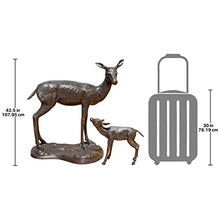 Design Toscano Standing Mother Doe and Baby Fawn Deer Cast Bronze Garden Statue Set Bronze