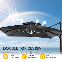 Ombrellon 10 X 13 FT Cantilever Patio Umbrella Outdoor with Lights & Base