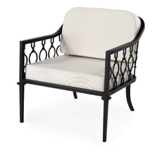 Home Square Iron Upholstered Outdoor Lounge Chair in Black - Set of 2