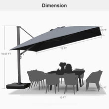 OROTLECT 144'' Square Cantilever Umbrella With Wheeled Base,Gray