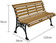 CUTPOIY Park Bench Patio Garden Bench Backyard Benches, Outdoor Park Chairs, Garden Benches, Retro Garden Benches with Plastic Wood Seat Panels and Backrests, Decorative Benche, 120cm