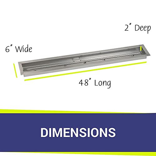 American Fireglass Stainless Steel Linear Drop-in Fire Pit Pan and Burner, 48 by 6-Inch