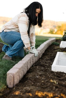 Beuta Landscape Edging | Garden Edging Border | Polyrock Blocks for Lawn Edging, Flower Beds & Yard Edging– 40 Pack | Each Section Has 6 Blocks 48" L x 4" W x 6.5" H | 80 Spikes | Cobblestone