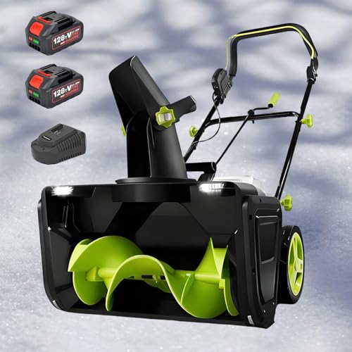 Cordless Snow Blower, with 3500W Brushless Motor, Clearing Width 51cm, Depth 26cm, 180° Rotatable, Dual LED Lighting for Easy Nighttime