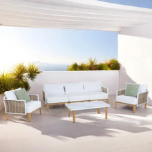 Hassyee 4-Piece Elegant Outdoor Conversation Set with Soft Cushions and Steel Frame for Poolside, Lawn, Patio Furniture Set with Marble Pattern Coffee Table and Aluminum Legs for Backyard
