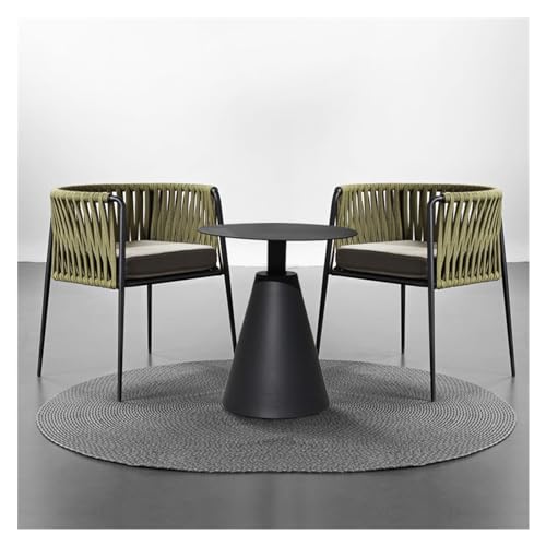 GLigeT Balcony Table and Chair Set Table and Chairs Three-piece Set Rattan Garden Furniture Sets Outdoor Balcony Aluminum Alloy Leisure Open-air Chair Bistro Table Set (Color : 2 Chairs 1 Table-C)